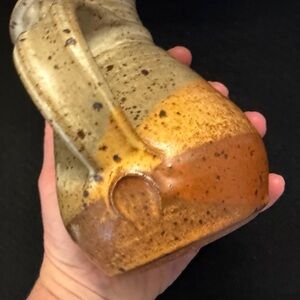 Handcrafted Stoneware Studio Pottery Pitcher in Earth Tones Vintage 70s Signed